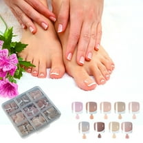 216Pcs French Tip Press on Toenails Mix Color Fake Toenails White French Press on Toe Nails Summer Acrylic Toenails Kit Short Square Glue on Toe Nails for Women Girls