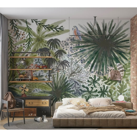 Kids Wallpaper Wall Mural - Tropical Landscape With Animals