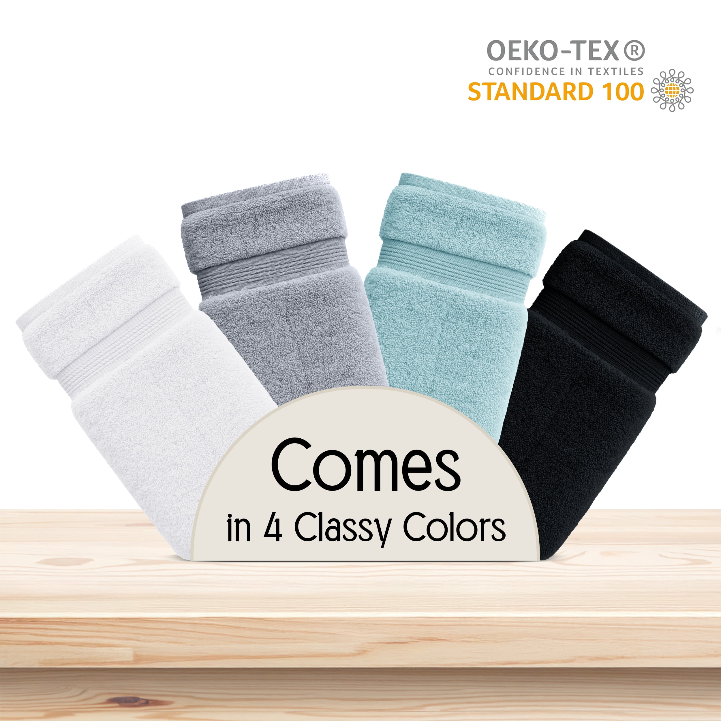 Lux Decor 6 Piece Bath Towel Set 525 GSM, 100% Cotton Towels for Bathroom, Spa & Hotels - Zero Twist 2 Large Bath Towels, 2 Hand Towels & 2 Washcloths – Quick Dry & Highly Absorbent - Grey