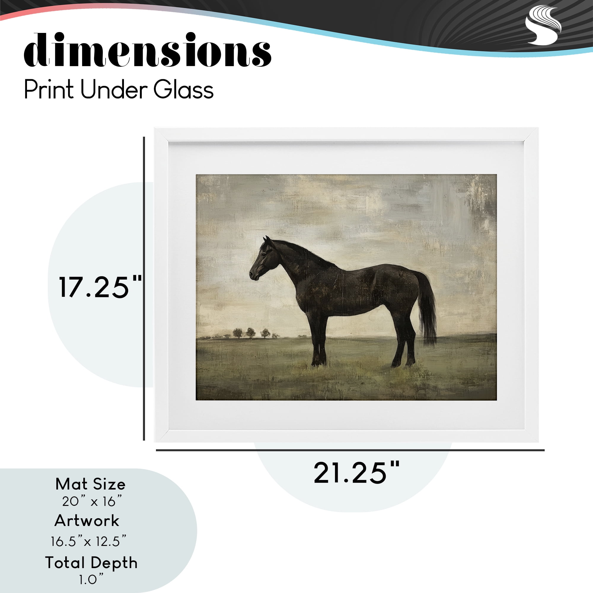 Stupell Industries Distressed Horse Portrait White Framed Print Under Glass, design by Petal Prints Design