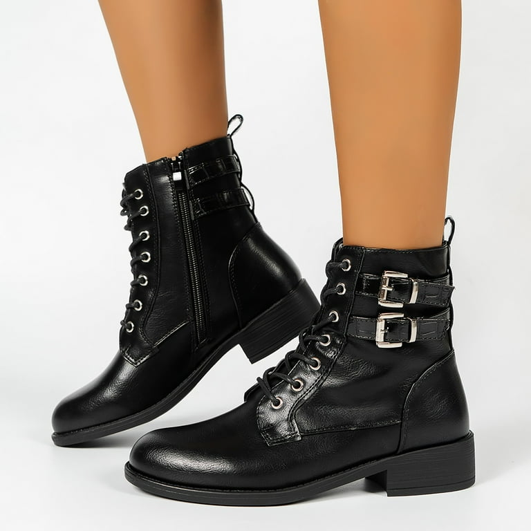 Black combat boots womens size 12 cheap