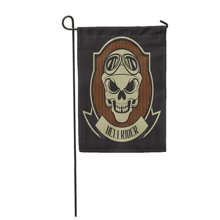 Custom Garden Flag Banner KDAGR Biker Stamp Hellrider Motorcycle Anatomy Bike Chopper Custom Danger Garden Flag Decorative Flag House Banner 12x18 inch ()