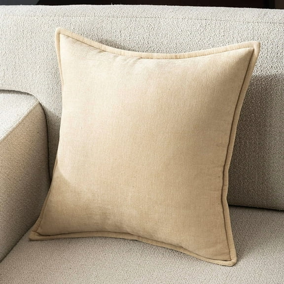 XmhyTop 1 Pack Small Square Throw Pillow, 40*40CM Beige Chenille Pillow with PP Cotton Filling, Fresh Accent to Brighten Home Decor