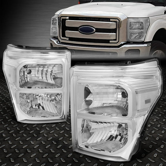 Nuvision for 11-16 Ford F250 F350 Super Duty Chrome Housing Clear Corner Headlight