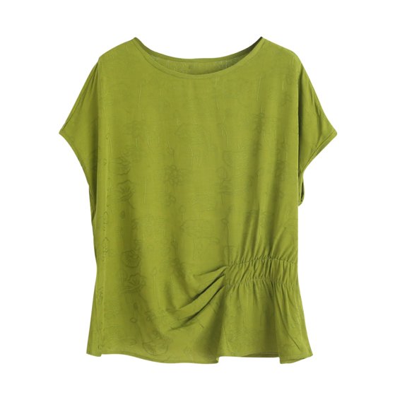 Womens Plus Size Tops, Short Sleeve Shirts for Women Summer Lightweight Casual Vintage Solid Color Crewneck Tees Dressy Blouses 3XL-5XL