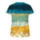 thumbnail image 5 of Blusa de camiseta con estampado de cuello en V de manga corta informal de verano a la moda para mujer Pompotops qwe24629, 5 of 5