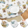 thumbnail image 4 of White Highland Cow Car Flower Pattern Round Fitted Tablecloth with Elastic Edge,Dining Table Cover Waterproof,Outdoor Round Tablecloth for Camping,Dining,Indoor and Outdoor, 4 of 7