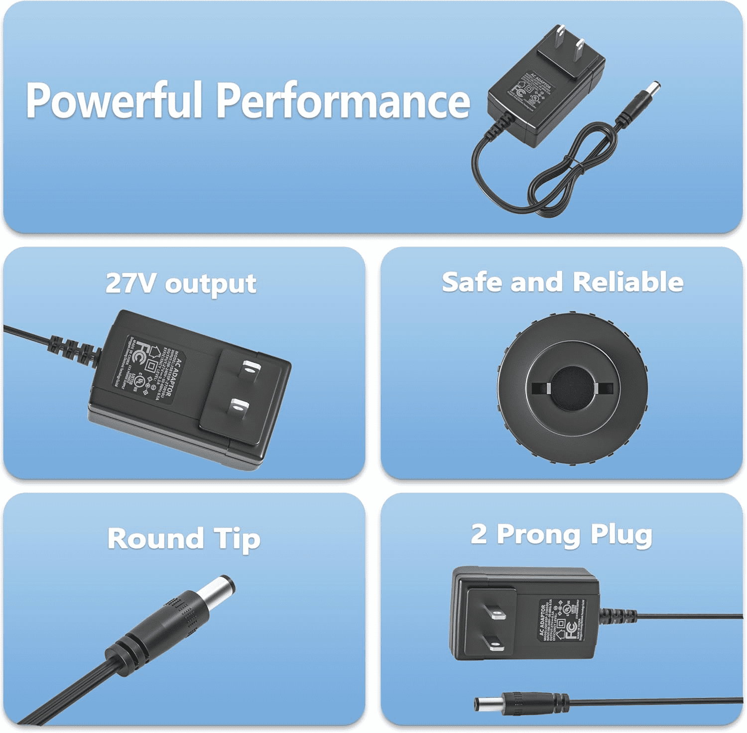 27V 1A Charger for Sharper Image Massage Gun Charger Compatible with 2437599 1013002 1015817 1011666 1012667 1013985 Power Percussion Deep Tissue Massager