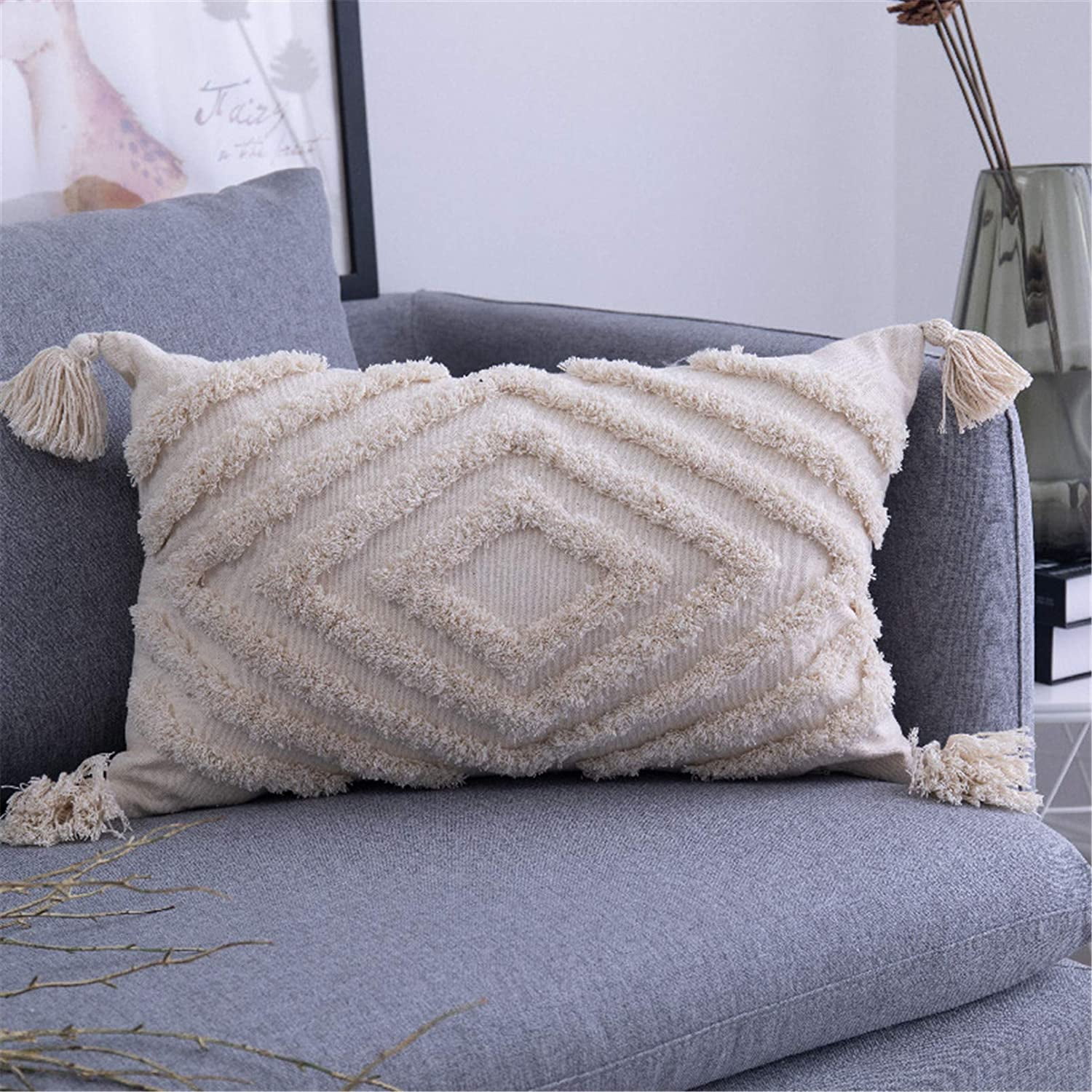 1 Piece Boho Cushion Cover Pillow Morocco Tufted Covers 店舗良い