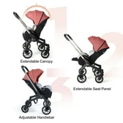 Cochildor Citi 2.0 Pro Baby Stroller, Parent-Facing with 3 Modes, Adjustable Handle, Extendable Seat Panel Standard Stroller, Pink