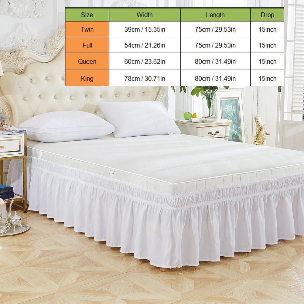Elastic Bedspread Bed Skirt Ruffle Easy Fit Spread Cover Multi-Size Valance 