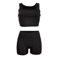 thumbnail image 5 of Arlun Women's 2 Piece Outfits Sleeveless Square Neck Crop Top High Welt Bodycon Shorts Set Y2k Solid Color Stretchy Slim Fitted Summer Matching Sets for Yoga Fitness Wear Black L, 5 of 6