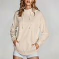 thumbnail image 4 of Lightweight Hoodies for Women 2025 Long Sleeve High Neck Plain Hoodie with Pockets Hooded Sweatshirt Women Pullover, 4 of 8