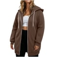 thumbnail image 4 of Womens Plus Size Hoodies Long Tunic Loose Fit Zip Up Sweatshirt Drawstring Casual Oversized Comfy Fall Coat with Pockets, 4 of 7