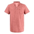 thumbnail image 3 of Mens Distressed Henley Shirts Retro Short Sleeve Tee Shirts Casual Button Down T-Shirts for Men, M, 3 of 4