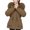 Coffee, variant on Women's Loose Fit Cargo Puffer Jacket, Winter Cotton Padded Coat with Soft Faux Fur Hood, Thickened Quilted Parka, Waist Drawstring Jacket, Plus Size Winter Outerwear Grey XXXL