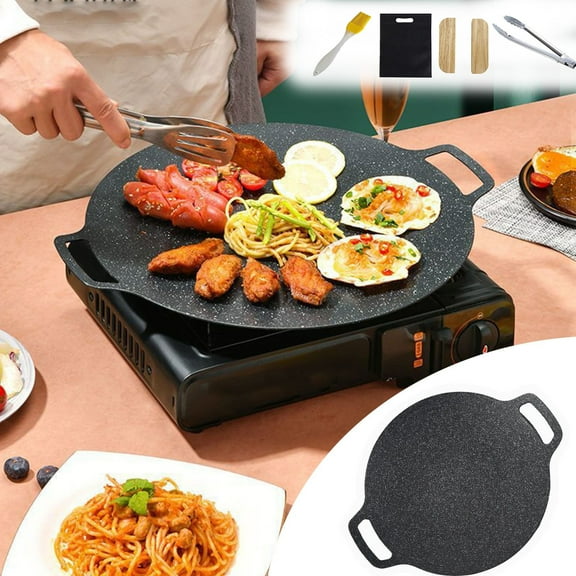 RuiJiao 28cm Korean Non-Stick Grill Pan - Indoor/Outdoor BBQ, Electromagnetic Cooktop Compatible, Easy to Clean
