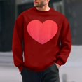 thumbnail image 2 of 2025 Men's Cute Heart Print Pullover Tops Fleece Sweatshirts Trendy Valentines Day Shirts Comfy Long Sleeve Casual Crewneck Sweatshirt(Red,L), 2 of 6