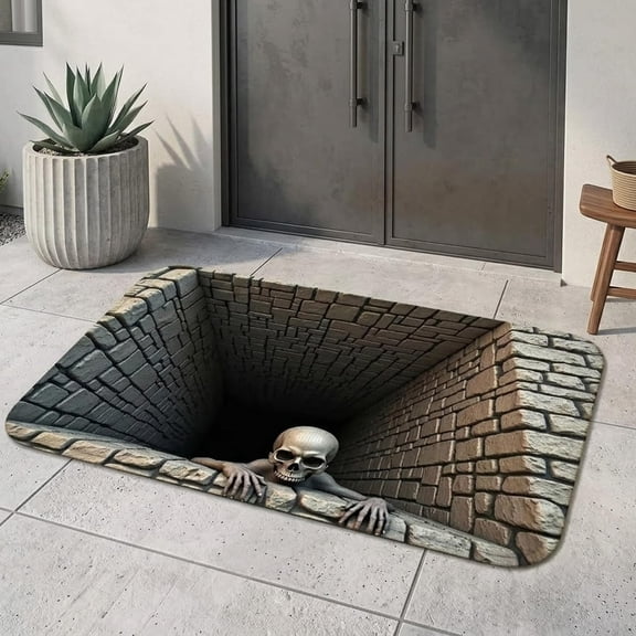 Halloween 3D Rugs Optical Illusion, 3D Non-Slip Mat for Indoor Decor