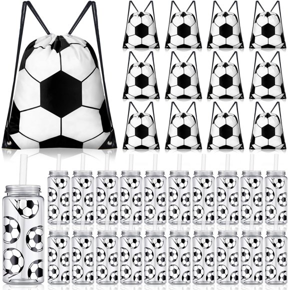 Shinylin 40 Vasos de Fútbol de 420 ml con Bolsas con Cordón