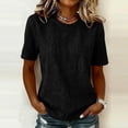 thumbnail image 2 of Women's Casual Crew Neck Short Sleeve Solid Color Denim Pullover Top Soft Lightweight Comfy Versatile Daily Wear Summer Outfits | CSEONE,Black L, 2 of 9