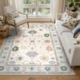thumbnail image 3 of Lahome Decor 5'x7'Modern Oushak Washable Rugs,5x7ft Boho Area Rug for Living Room,Stain Resistant Soft Bedroom Rug, Ultra-Thin Cream Colorful Vintage Floral Rugs for Farmhouse Dining Room,Blue, 3 of 9