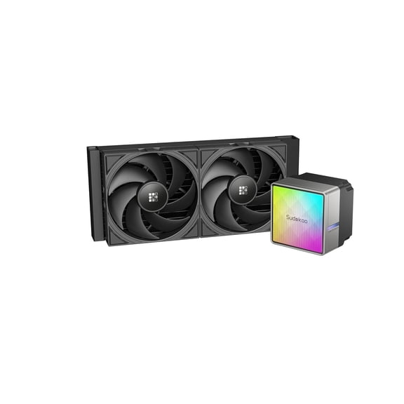 Sudokoo NEXAURA 240 Liquid CPU Cooler: 240mm AIO CPU Cooler with PWM Pump & ARGB Pump Head - Water Cooling with FDB Fans for Intel LGA 1851/1700/1200/115X AMD AM5/AM4 - Black