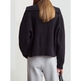 thumbnail image 5 of Womens Fall Long Sleeve Zip Up Cardigan Sweaters Casual Loose Collared Ribbed Knit Tops Jackets Black One size, 5 of 6
