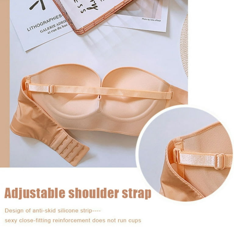 Spdoo Strapless Front Buckle Lift Bra for Women Wireless Non-Slip Invisible Push-up  Bra Multiway Bandeau Bras Underwear 