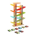 thumbnail image 3 of Rampa de carreras de coches en miniatura de madera, juguete para desarrollar habilidades motoras finas, vehículos de carreras, juego para niños 7 Pista y Estacionamiento, 3 of 9