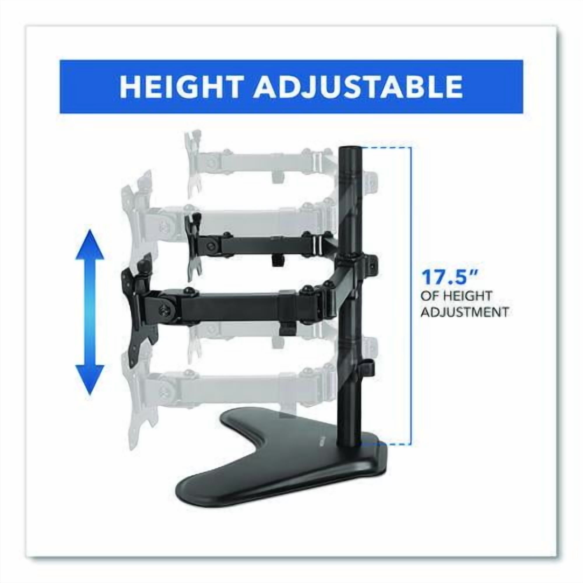 Dual Monitor Desk Stand, For 19" to 32" Monitors, 36.4" x 11" x 18.3", Black, Supports 17.6 lb | Bundle of 5