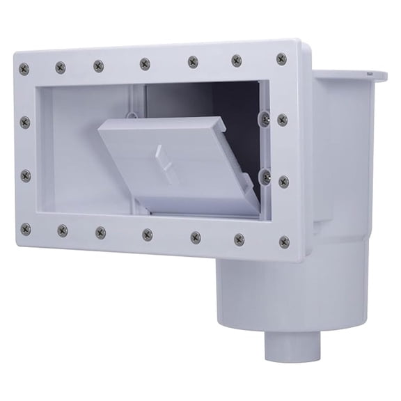 Heavy Duty Wide-Mouth Complete Thru-Wall Skimmer Kit for Above-Ground Swimming Pool | Made of Non-Corrosive Plastic | Chemical Resistant | White