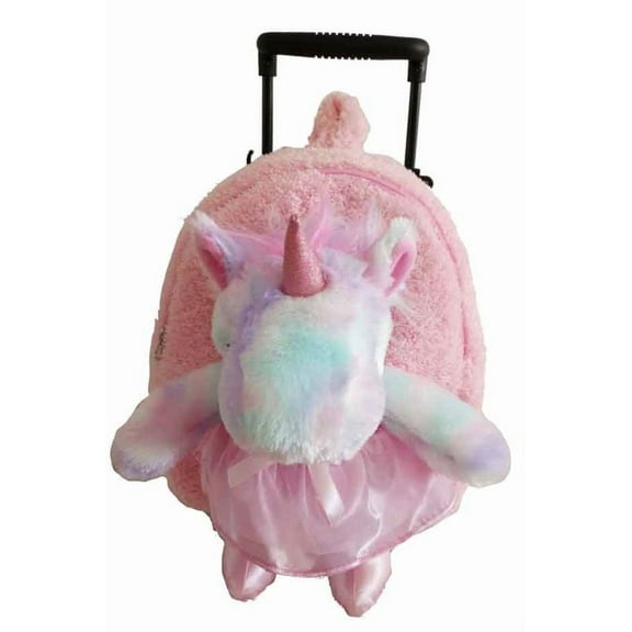 Popatu Toddler Pink Backpack Luggage with Tie Dye Unicorn Plush