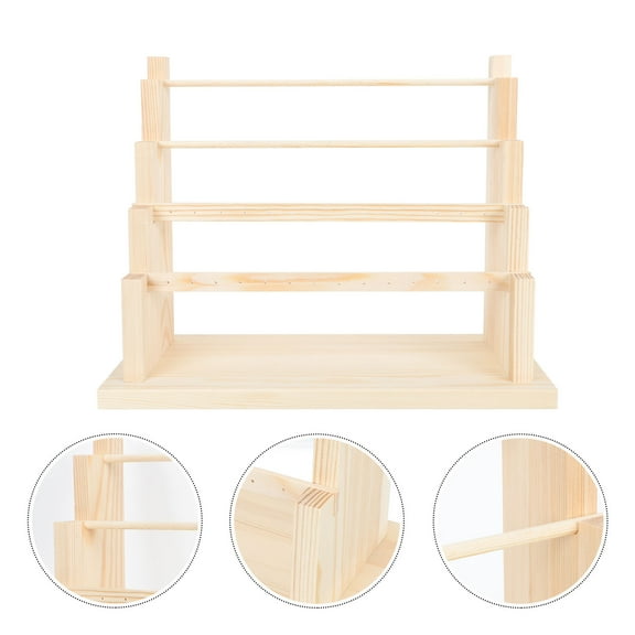 WRISTBIQUE 1Set Bracelets Holder Wooden Jewelry Organizer Multi-layer Design Khaki 34x26cm