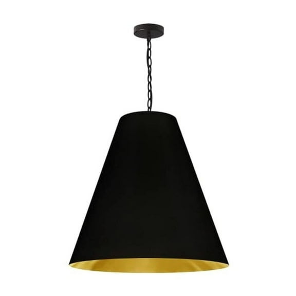 Dainolite - Anaya - 1 Light Large Pendant-Matte Black Finish-Black/Gold Shade