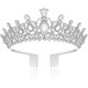 thumbnail image 1 of Corona de cristal CHAO con peine de diamantes de imitación para boda plata, 1 of 4