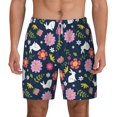 thumbnail image 2 of Goofa Floral Rabbit Printed Men's Swim Trunks Board Shorts Quick Dry Mens Swimming Trunks with Compression Liner,Breathable Fit Hawaii Beach Shorts-X-Large, 2 of 9