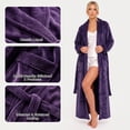 thumbnail image 5 of HEARTNICE Womens Long Fleece Robe Soft Plush Robes for Women Warm Bathrobes Comfy House Coat Full-length（Dark Purple, XX-Large-3X-Large）, 5 of 6