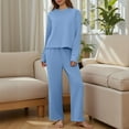 thumbnail image 2 of FAIWAD Two Piece Sets for Women Ribbed Knit Tops and Wide Leg Pants Casual Comfy Home Outfits Loungewear, 2 of 9
