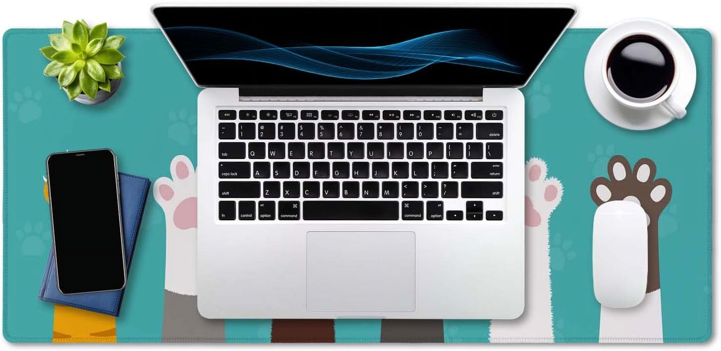 Large Mouse Pad, Full Desk XXL Extended Gaming Mouse Pad 35.4" x 15.7", Waterproof Desk Mat Stitched Edges, Non-Slip Laptop Computer Keyboard Mousepad for Office and Home, Cat Paws