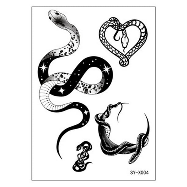 Pegatinas de tatuaje, tatuaje temporal para hombres, mujeres y adultos. Mamba, flor, marca, serpiente de la muerte. Pegatinas de tatuaje temporales.