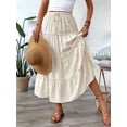 thumbnail image 6 of Women'S Summer Casual Elegant Smock Layered Tiered Maxi Skirt High Waisted A Line Flowy Long Skirts with Pockets White M, 6 of 9