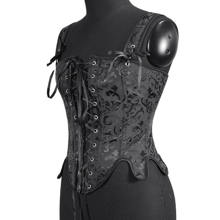 Aboser Women's Bustier Corset Top Vintage Floral Print Waist Cincher Lace Up  Chest Supporting Adjustable Straps Body Shaping Clothes 