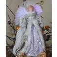 thumbnail image 6 of Northlight Christmas 16" Prelit Fiber Optic Angel in Silver Gingham Coat Tree Topper, 6 of 6