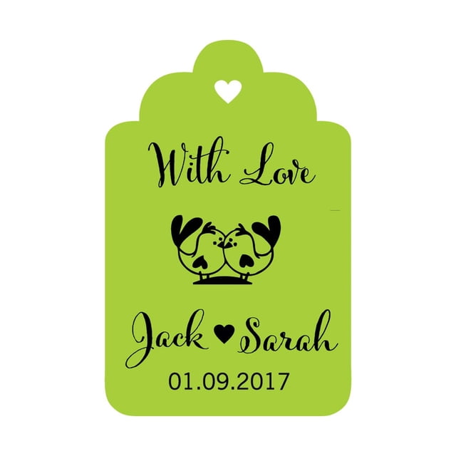 100 PCS With Love Birds Customized Wedding Gift Paper Tags Personalized Wedding Favor Hang Tags