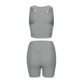thumbnail image 5 of Women's Two Piece Casual Workout Sets Athletic Solid Color Summer Yoga Outfit 2 Piece Racerback Crop Top And High Waist Biker Shorts Tight Fit Gym Wear For Fitness Running, 5 of 8