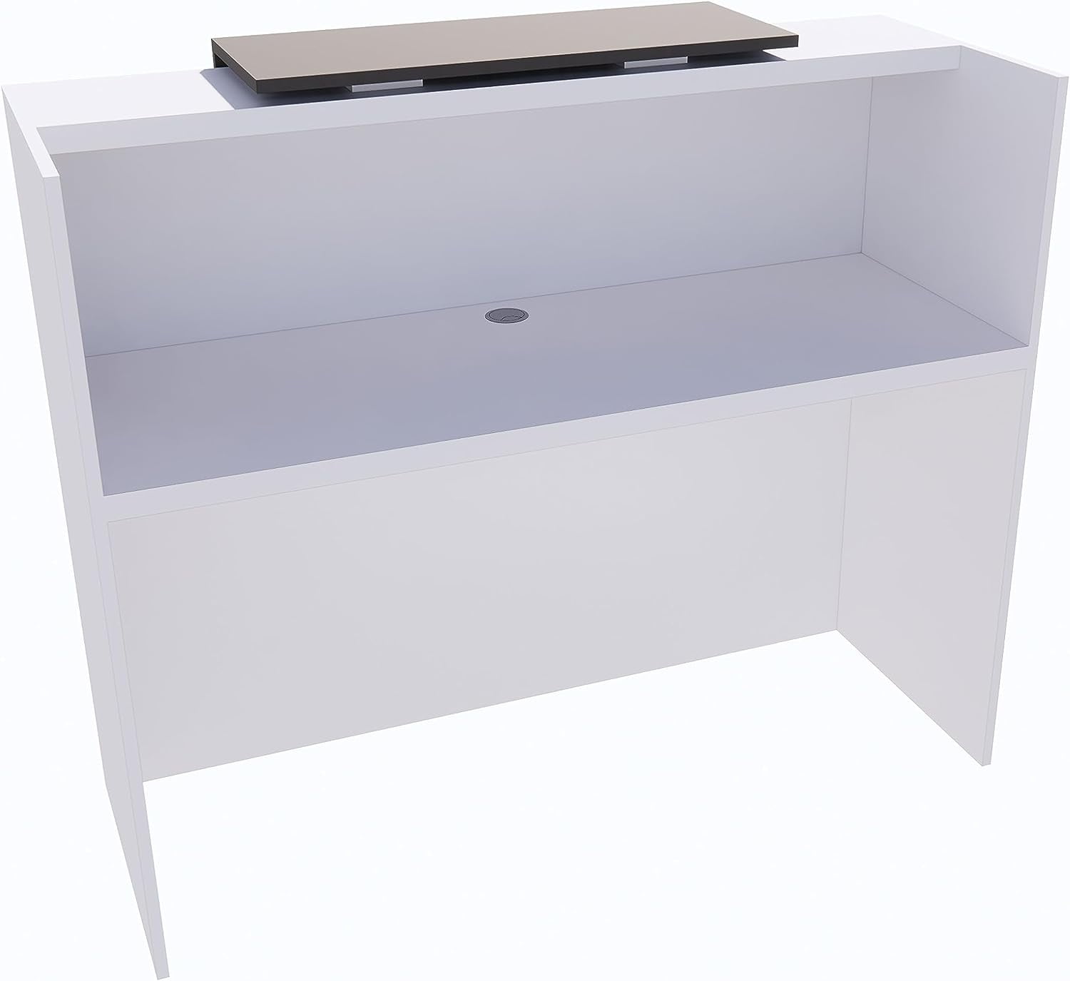 UGOS ICN 53 Inch Modern Reception Desk with Transaction Counter, Laminate Desktop, Front Welcoming Desk, Multifunctional Standing Table for Home, Office, Beauty Salon, and Lobby (White & Anthracite Gr