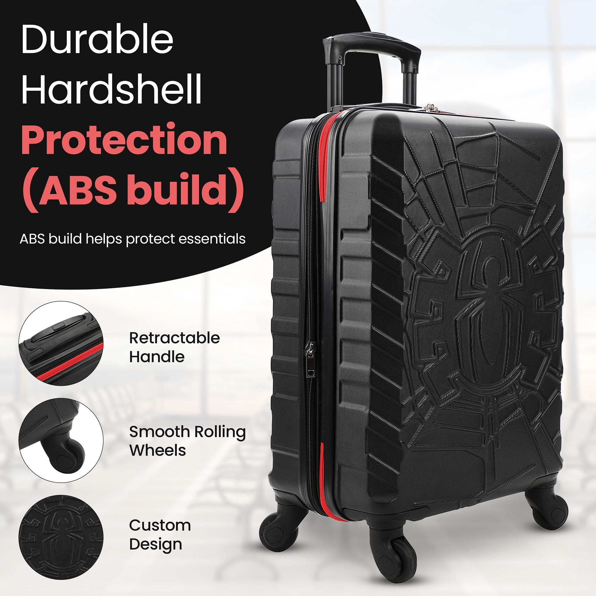 Marvel Spider-Man Spider Logo Black 22" 4-Wheel Rolling Luggage