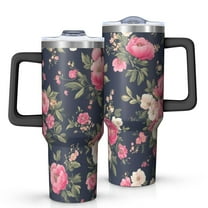 OBREWU Pioneer Flower Tumbler with Handle and Lid,Pioneer Flower 40oz Double Wall Vacuum Insulated Tumbler,Cups Gift for Women and Men