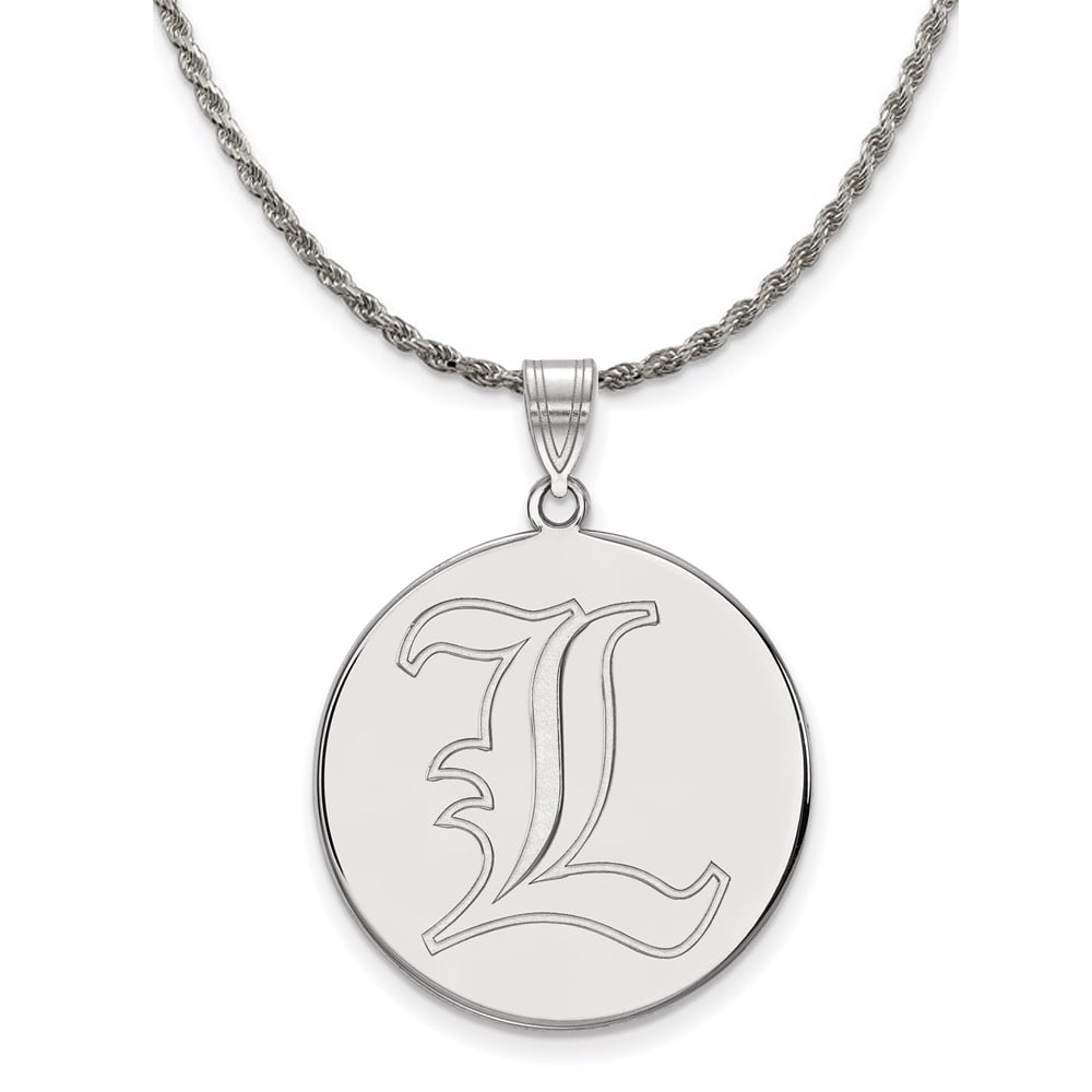 Sterling Silver U. of Louisville XL 'L' Pendant Necklace - 22 in, Men's